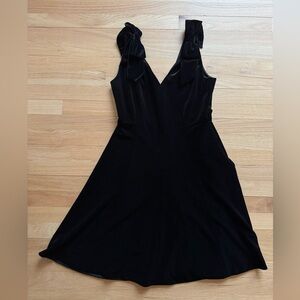 Draper James Black Velvet Flare Dress.  Bows on Shoulders.  Size 8.